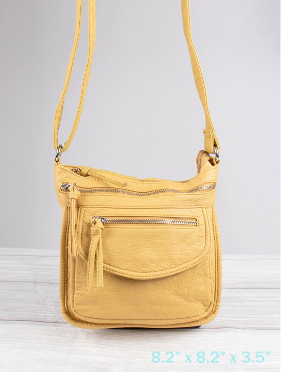 Solid Faux Leather Front Pocket Satchel