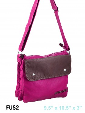 TWO TONE FAUX LEATHER SATCHEL