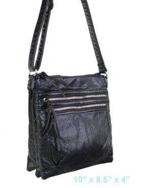 Solid Faux Leather Satchel