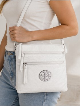Front Zip Medallion Faux Leather Cross-body