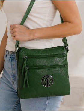Front Zip Medallion Faux Leather Cross-body