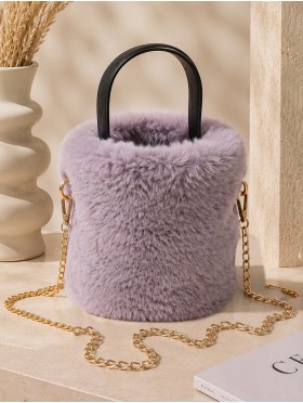 Plush Drawstring Bucket Bag