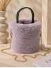 Plush Drawstring Bucket Bag