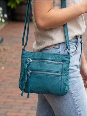 Solid Faux Leather Front Pocket Satchel