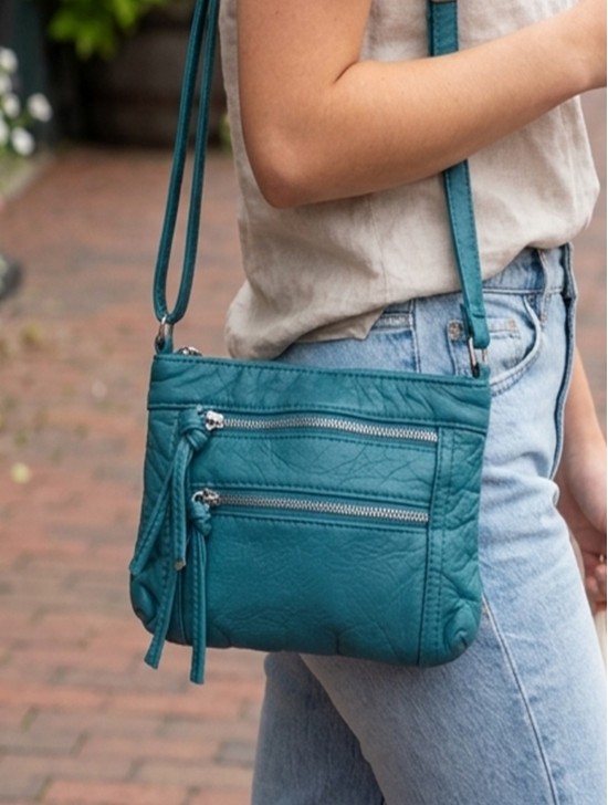 Solid Faux Leather Front Pocket Satchel