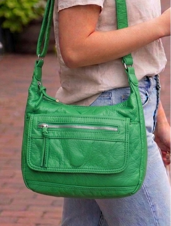 Solid Faux Leather Front Pocket Satchel