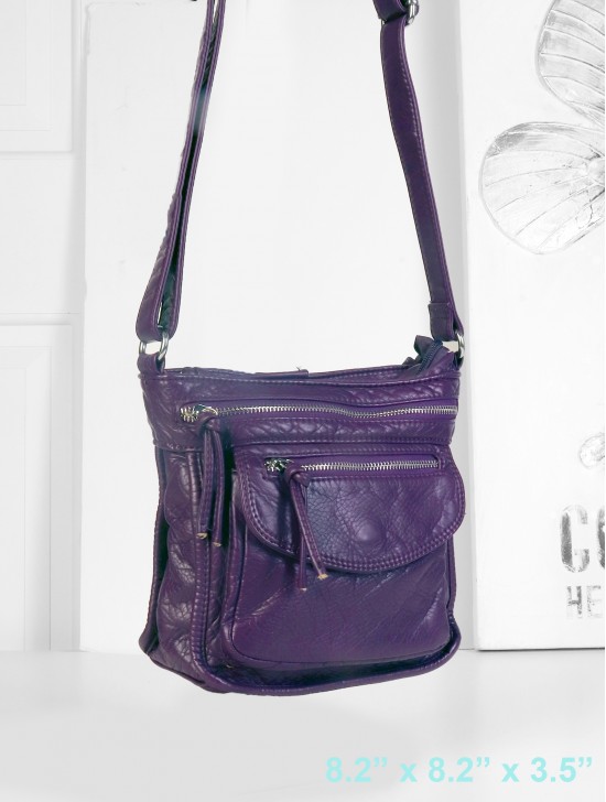 Solid Faux Leather Front Pocket Satchel