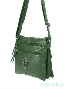Front Zip Medallion Faux Leather Cross-body