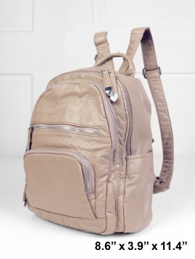 SOLID FAUX LEATHER BACKPACK