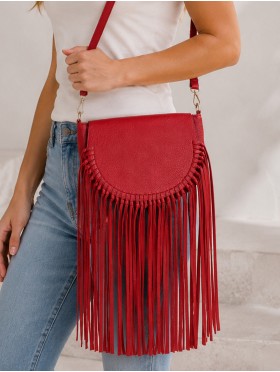Faux Leather Fringe Crossbody Bag