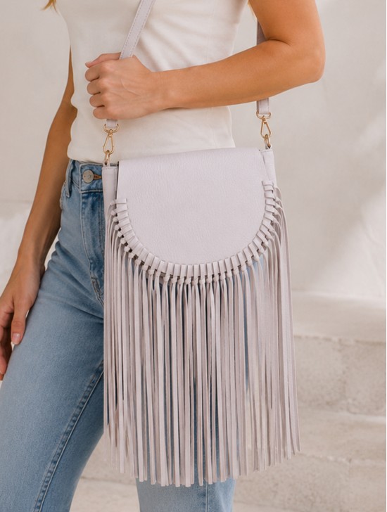 Faux Leather Fringe Crossbody Bag