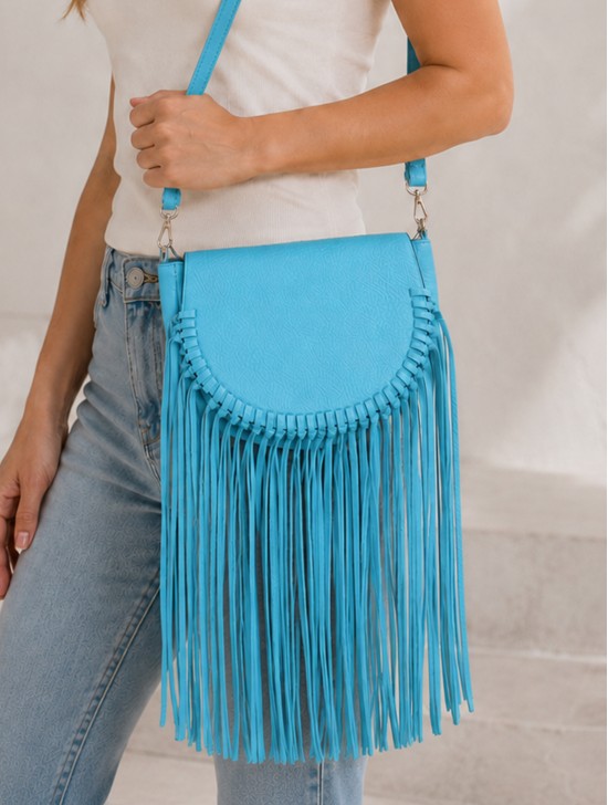 Faux Leather Fringe Crossbody Bag