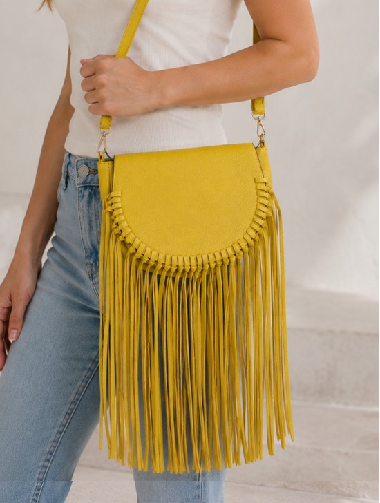Faux Leather Fringe Crossbody Bag Faux Leather Fringe Crossbody Bag