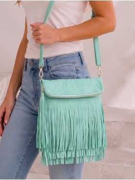 TASSELED ZIP CROSSBODY SATCHEL
