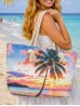 Canvas Palm Tree Print Shoulder Tote