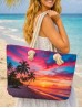 Canvas Palm Tree Print Shoulder Tote Canvas Palm Tree Print Shoulder Tote