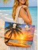 Canvas Palm Tree Print Shoulder Tote Canvas Palm Tree Print Shoulder Tote
