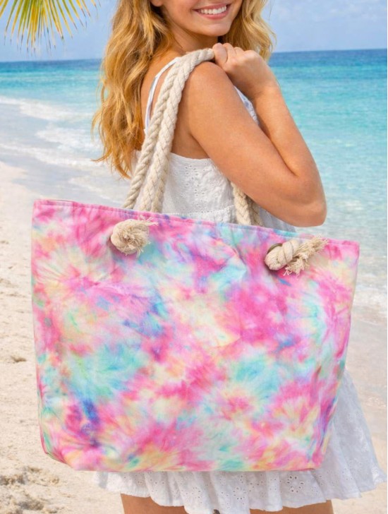 Canvas Tie Dye Print Shoulder Tote Canvas Tie Dye Print Shoulder Tote