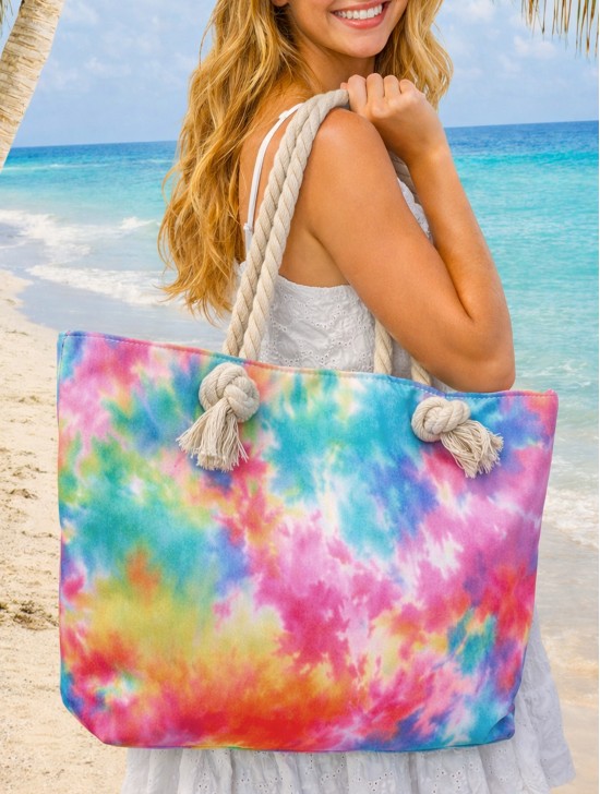 Canvas Tie Dye Print Shoulder Tote Canvas Tie Dye Print Shoulder Tote