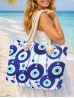 Canvas Circle Print Shoulder Tote Canvas Circle Print Shoulder Tote