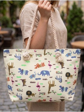 Canvas Animals Shoulder Tote