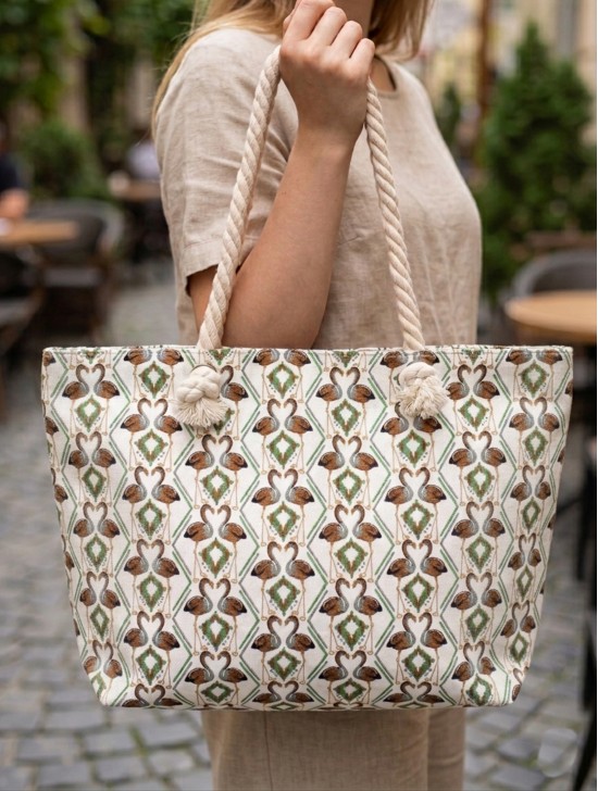 Canvas Flamingo Shoulder Tote