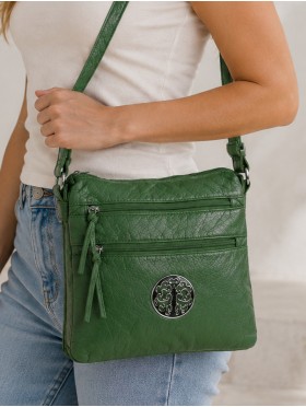 Front Zip Medallion Faux Leather Cross-body
