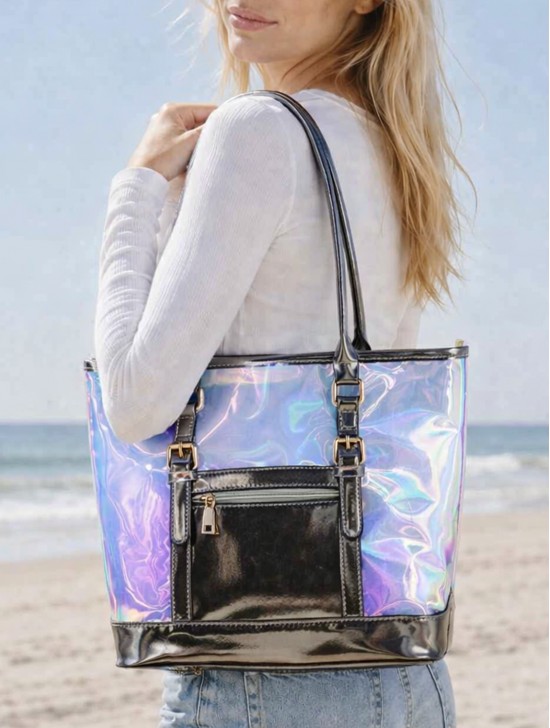 Fluorescent Tote Bag W/ Zip Closure Fluorescent Tote Bag W/ Zip Closure