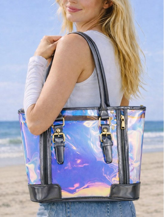 Fluorescent Tote Bag W/ Zip Closure Fluorescent Tote Bag W/ Zip Closure