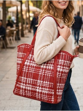 Waterproof Houndstooth Print Tote Bag