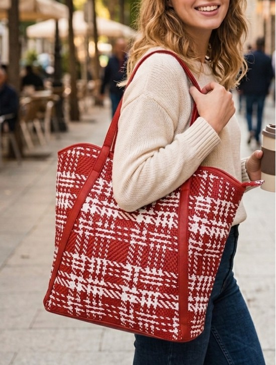 Waterproof Houndstooth Print Tote Bag Waterproof Houndstooth Print Tote Bag