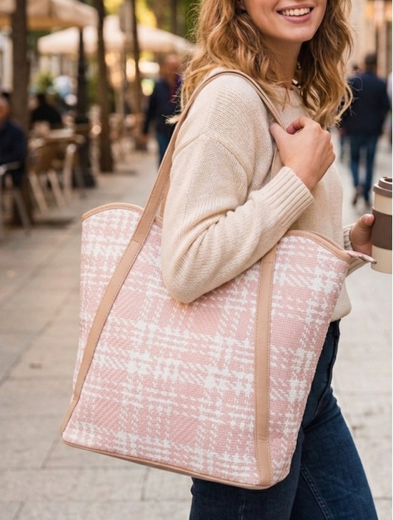 Waterproof Houndstooth Print Tote Bag Waterproof Houndstooth Print Tote Bag