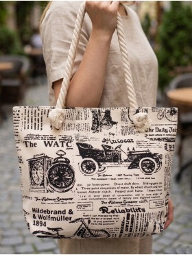 Newspaper Print Canvas Tote Bag