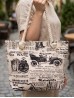 Newspaper Print Canvas Tote Bag