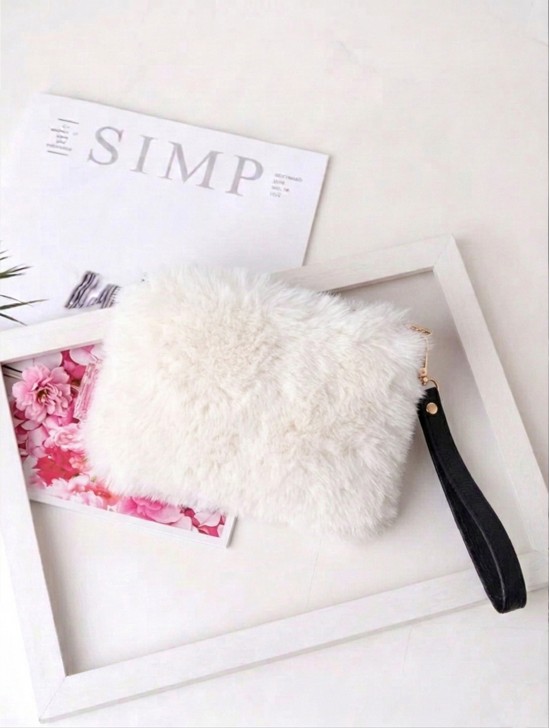 Rectangular Plush Purse W/ Strap