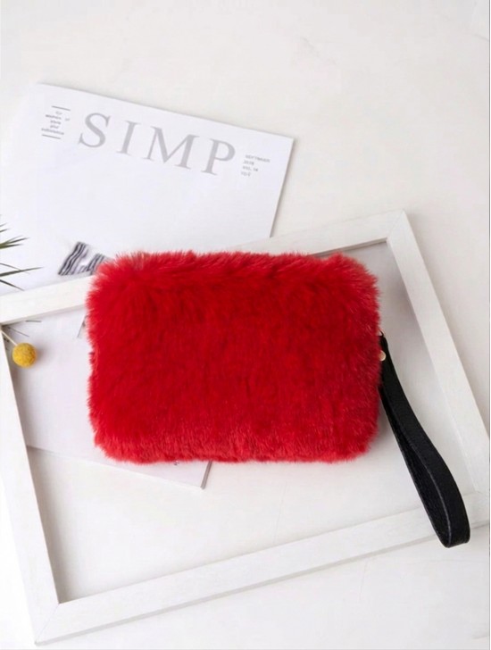 Rectangular Plush Purse W/ Strap