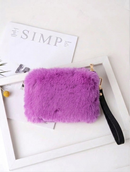 Rectangular Plush Purse W/ Strap