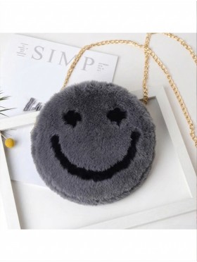 Smiley Face Plush Purse w/ Gold Chain