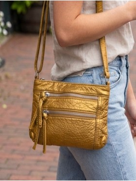 Solid Faux Leather Front Pocket Satchel