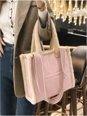 Faux Leather Purse W/Fur trim.
