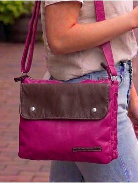 TWO TONE FAUX LEATHER SATCHEL