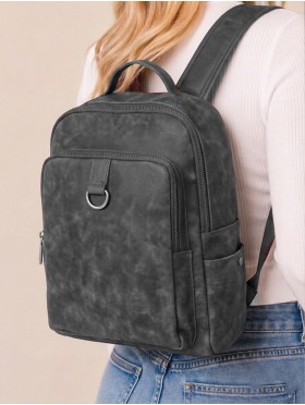 Faux Leather Laptop Backpack W/ Multiple Compartments