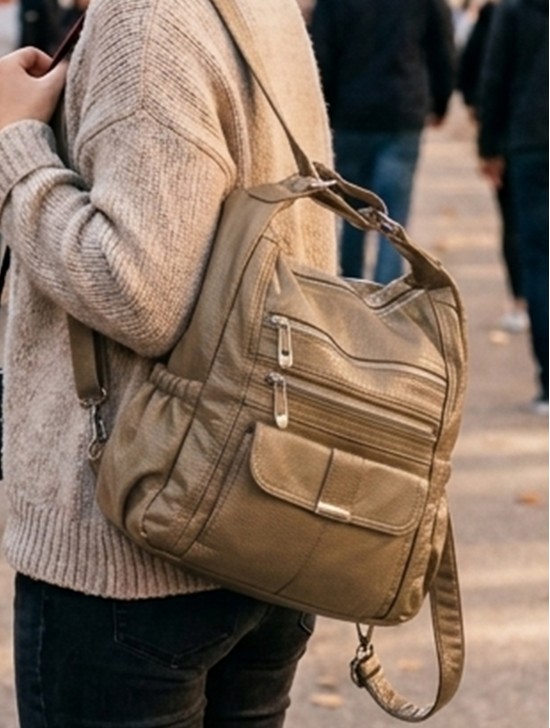 SOLID FAUX LEATHER SATCHEL/BACKPACK SOLID FAUX LEATHER SATCHEL/BACKPACK
