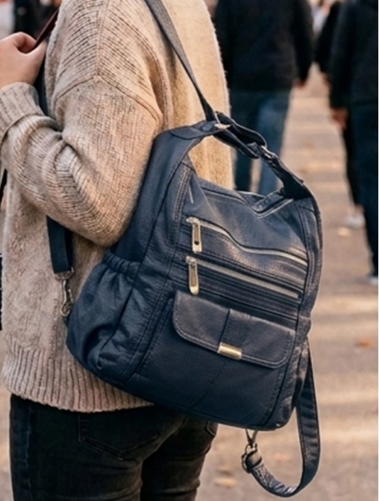 SOLID FAUX LEATHER SATCHEL/BACKPACK SOLID FAUX LEATHER SATCHEL/BACKPACK