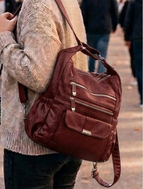 SOLID FAUX LEATHER SATCHEL/BACKPACK SOLID FAUX LEATHER SATCHEL/BACKPACK