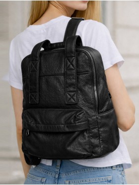 SOLID FAUX LEATHER BACKPACK