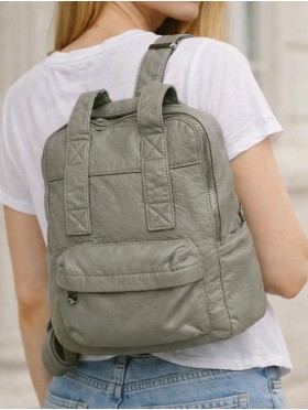 SOLID FAUX LEATHER BACKPACK