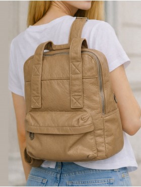 SOLID FAUX LEATHER BACKPACK