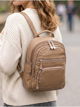 SOLID FAUX LEATHER BACKPACK