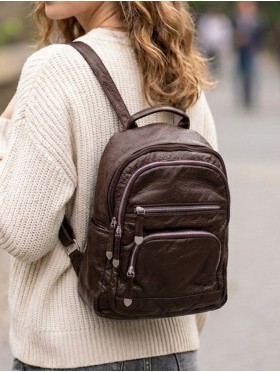 SOLID FAUX LEATHER BACKPACK